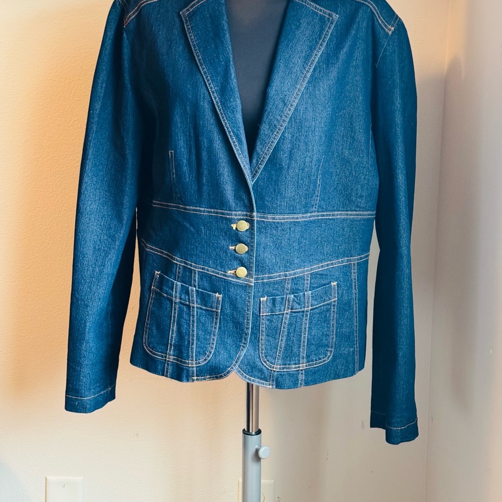 Metrostyle Dark Blue Denim Jacket with Gold Buttons